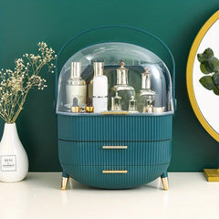 Luxury Portable Cosmetic Organizer Box with Lid & Drawers