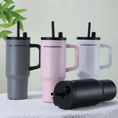 710ml Stainless Steel Insulated Travel Tumbler with Handle & Straw Lid | Hot & Cold Drink