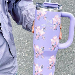 SITARAYURI Floral Tumbler 900 ml with Lid, Straw & Handle