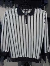 Black & White Striped Zip Collar Sweatshirt