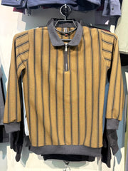 Black & White Striped Zip Collar Sweatshirt