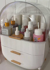 Luxury Portable Cosmetic Organizer Box with Lid & Drawers