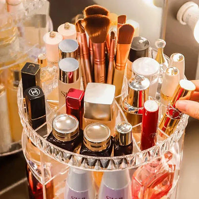360 Rotating Decorative Diamond Cosmetic Organizer