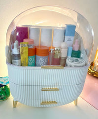 Luxury Portable Cosmetic Organizer Box with Lid & Drawers