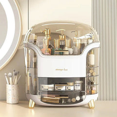 Luxury Makeup Organizer Box with Drawers & Dustproof Dome Cover – Cosmetic Storage Case